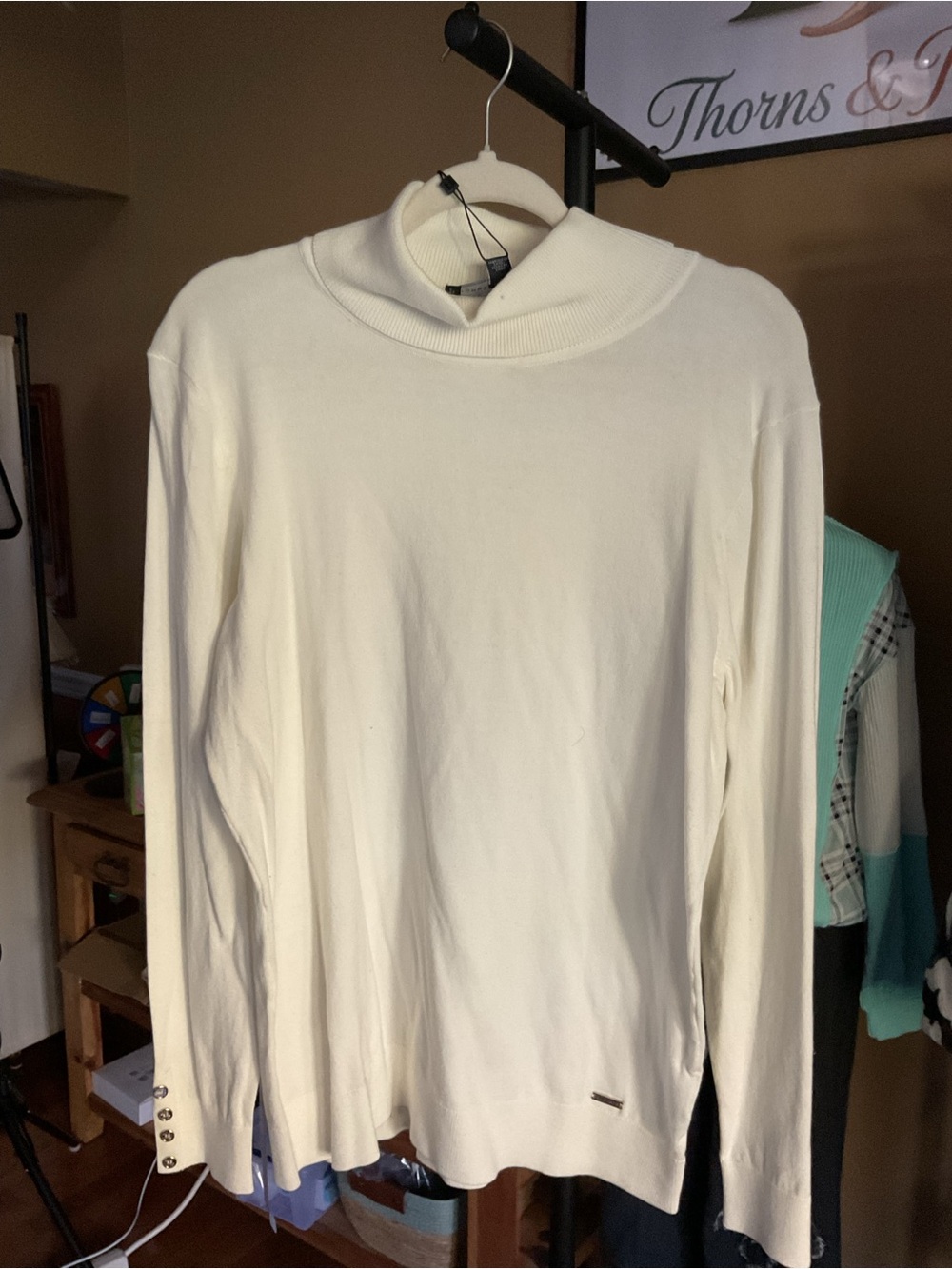 Tommy Hilfiger Cream Turtleneck Sweater